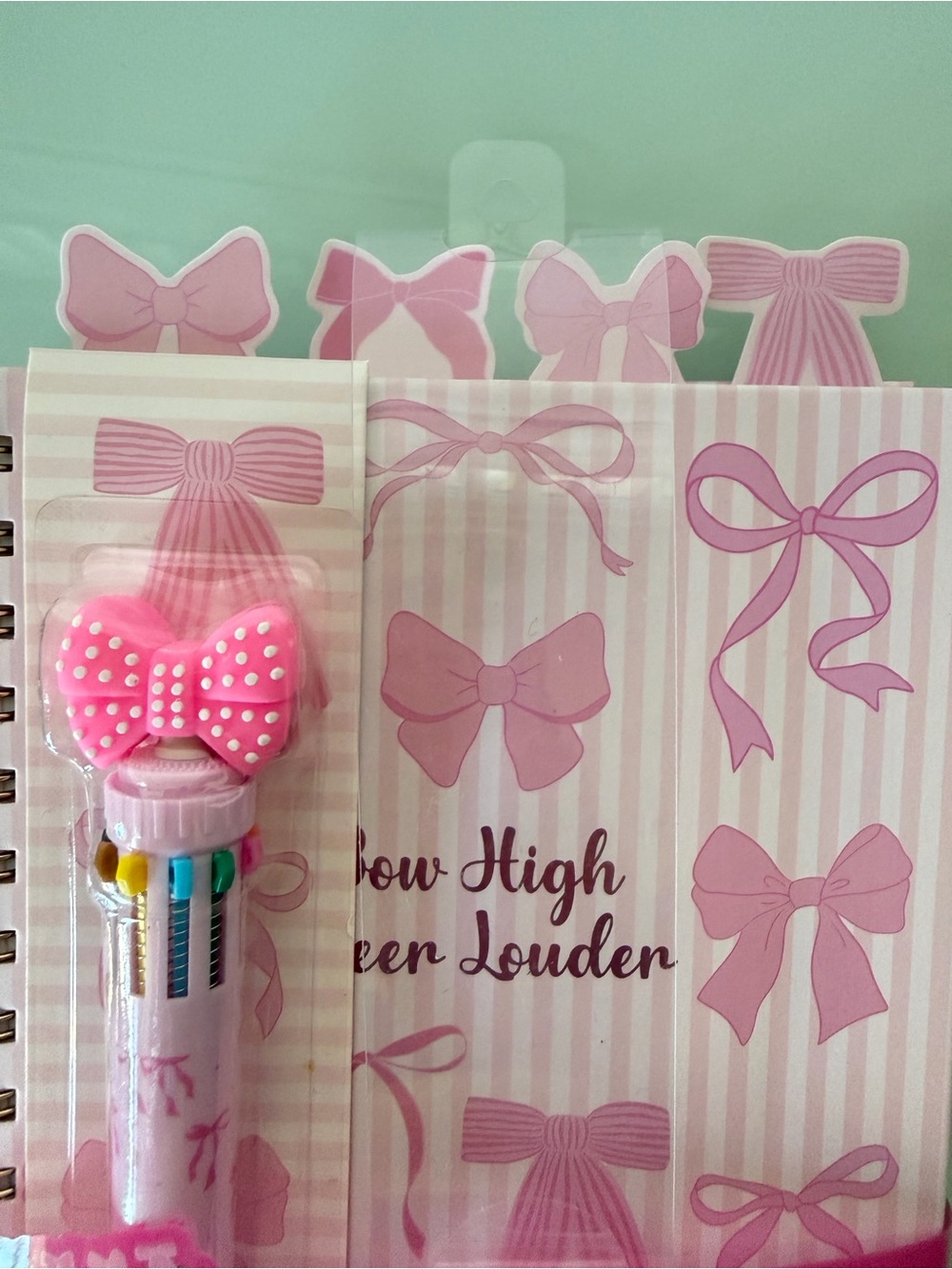 Pink Bow Notebook with Multi-Color Click Pen - Picture 5 of 8